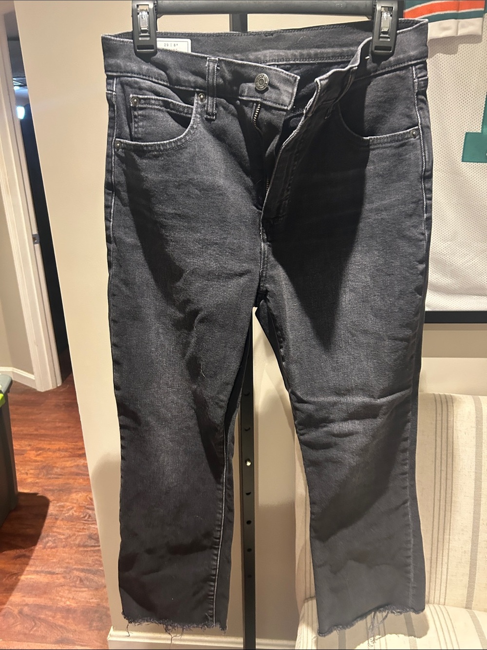 Gap Black Raw Hem High Rise Kick FitJeans